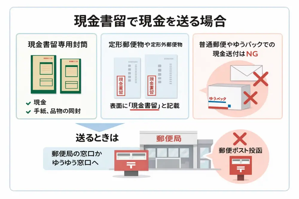 現金書留で現金を送る場合